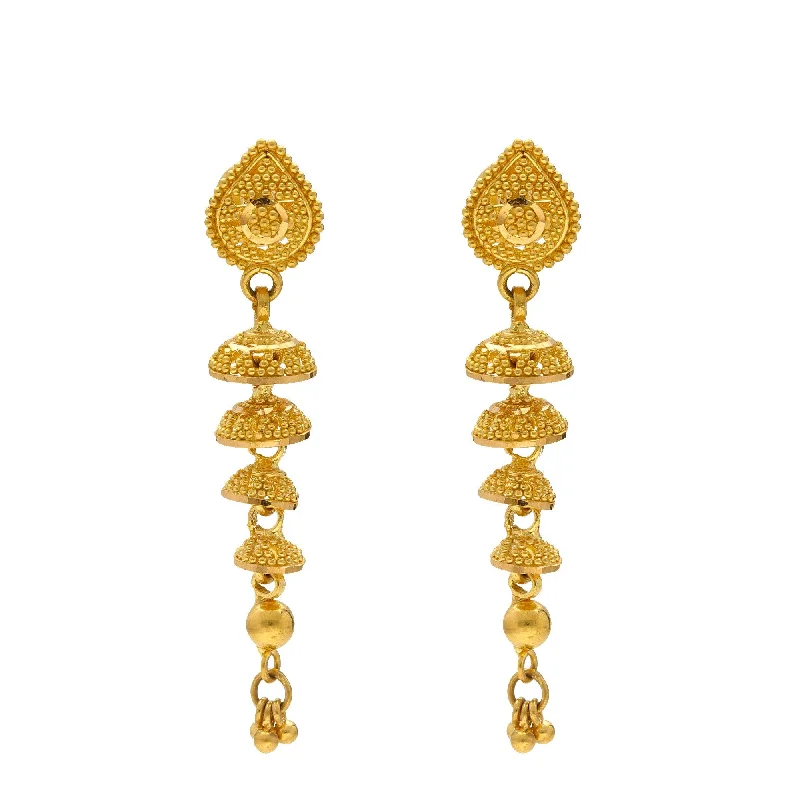 Silver Chandelier Earrings-22K Yellow Gold Divya Dangling Stud Earrings