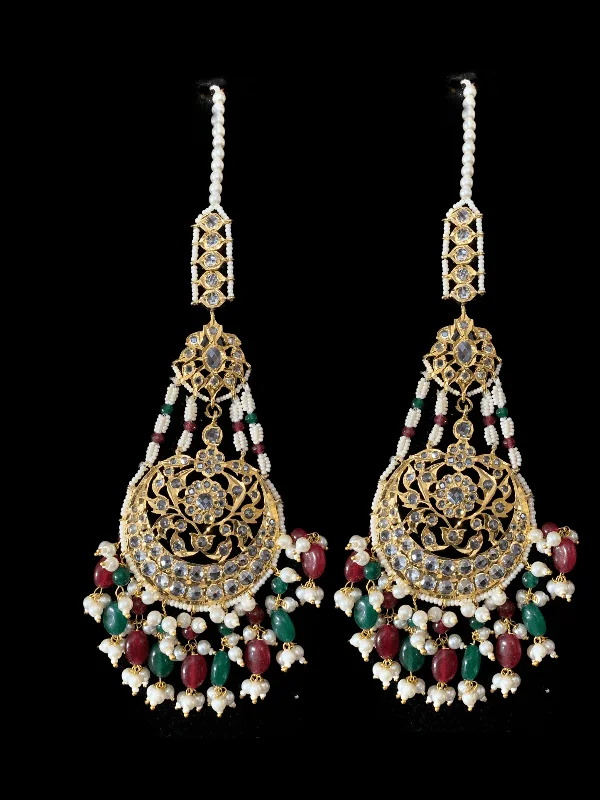 Vintage Gemstone Earrings-DER166 Romana ruby  emerald statement jhoomar earrings ( READY TO SHIP )