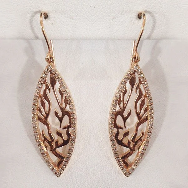 Casual Everyday Earrings-14k Rose Gold Diamond Earrings