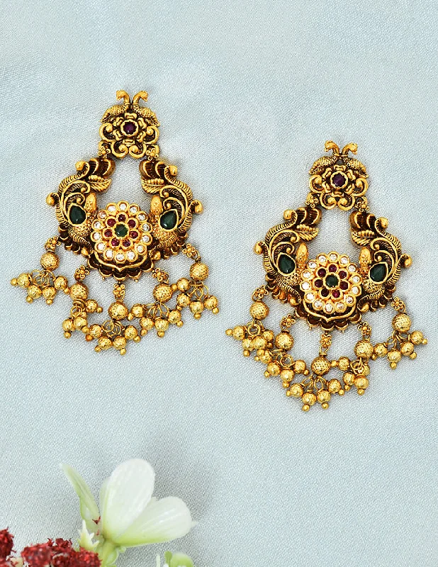 Beautiful Crystal Earrings-Stunning Designer Zirconia Chandbali Earrings