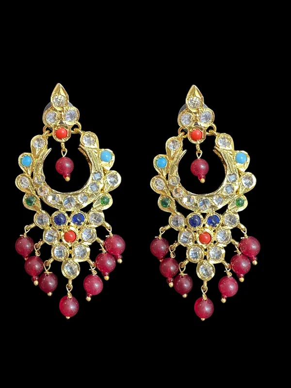 Black Diamond Earrings-DER778 Mushk navratan hyderabadi earrings ( READY TO SHIP )