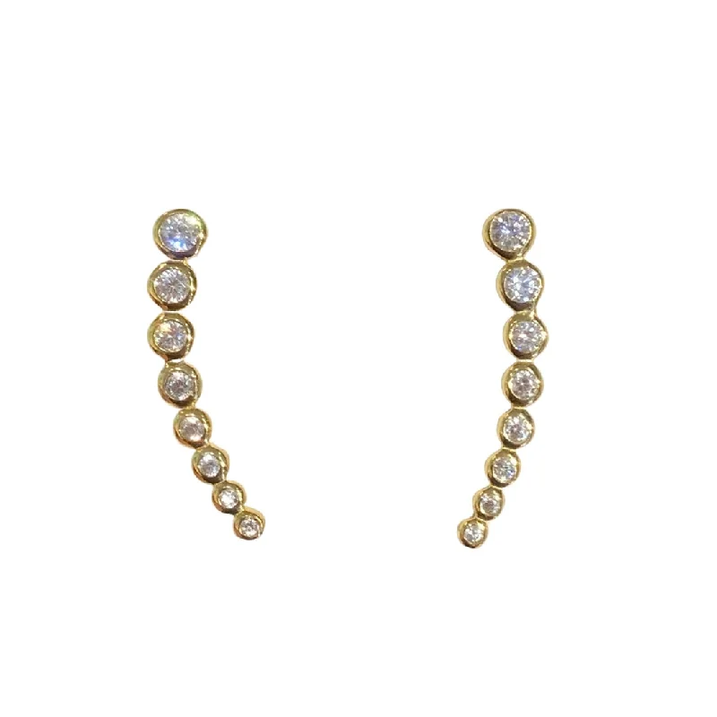 Vintage Stud Earrings-Clara Bezel 8 CZ Crawlers