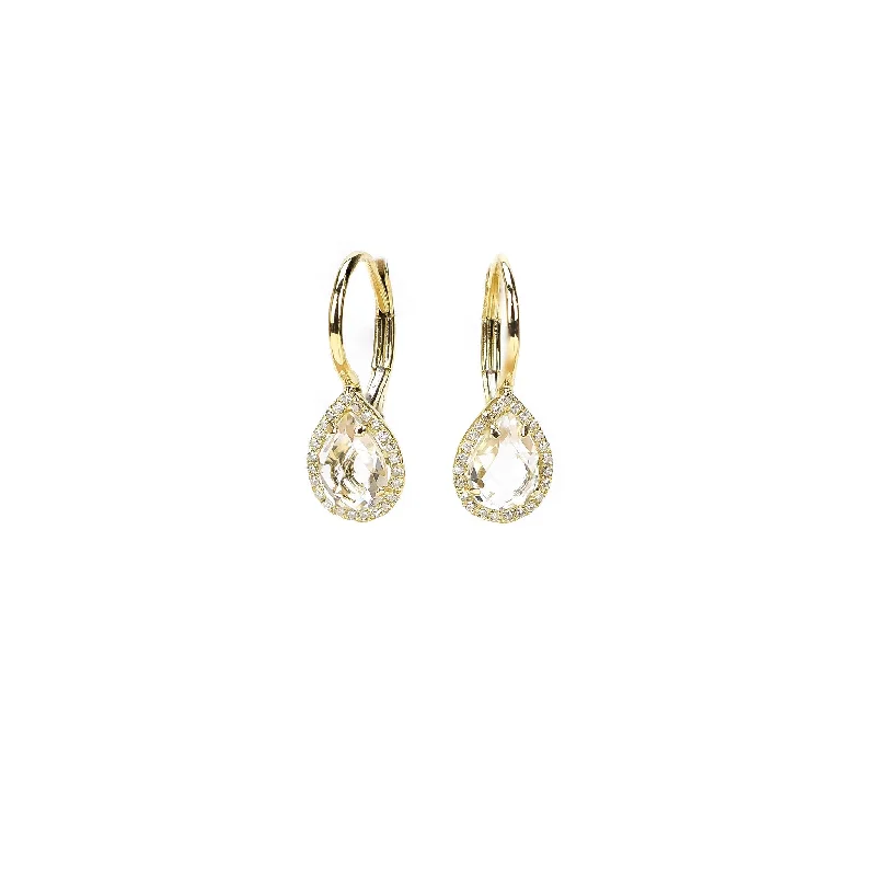 Stud Earrings for Women-Harmony White Topaz Drop Earrings