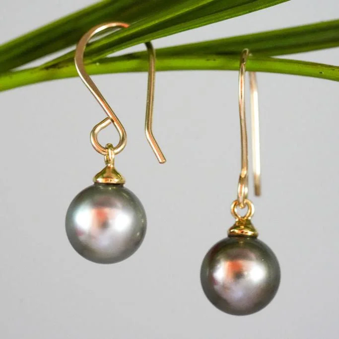 Geometric Drop Earrings-14K Golden Tahitian Droplet Earrings