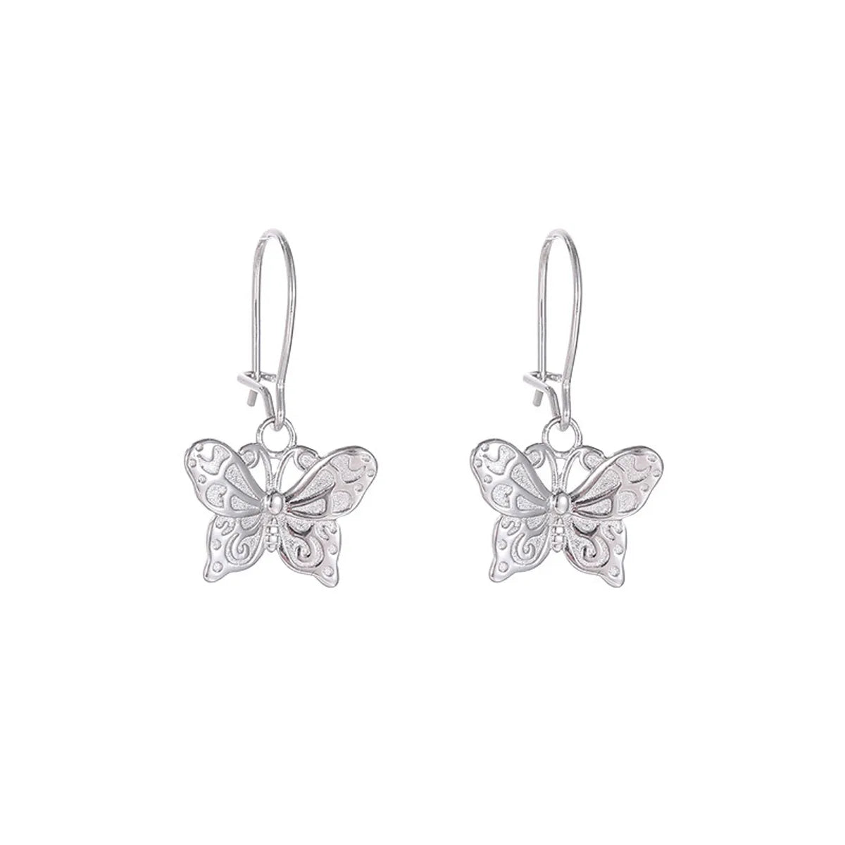 Silver Band Ring with Diamonds-1 Pair Elegant Simple Style Butterfly Plating Sterling Silver Drop Earrings