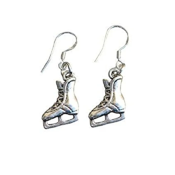 Pink Gold Earrings-Figure Skate Earrings