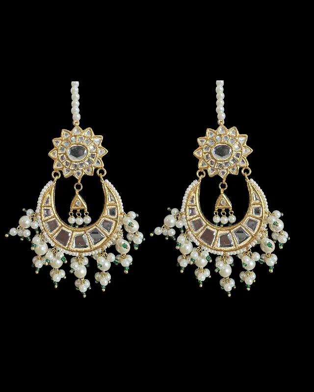 Chunky Silver Earrings-DER749  Deepa dangler earrings in kundan with pearls   ( READY TO SHIP )