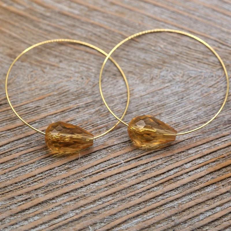 Chic Hoops for Women-Topaz Crystal Hoop