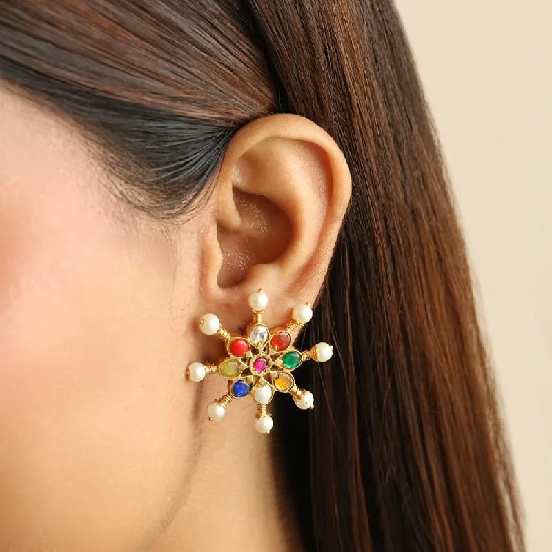 Rainbow Hoop Earrings-Enchanted Navratan Dream Earring