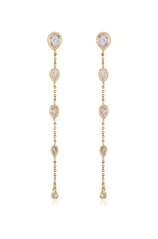 Custom Drop Earrings-Dainty Bezel Crystal Dangle Earrings