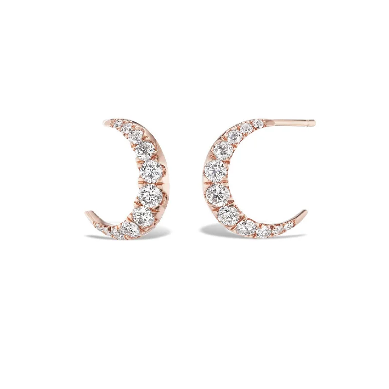 Vintage Stud Earrings-20 MM DIAMOND MOON HOOPS