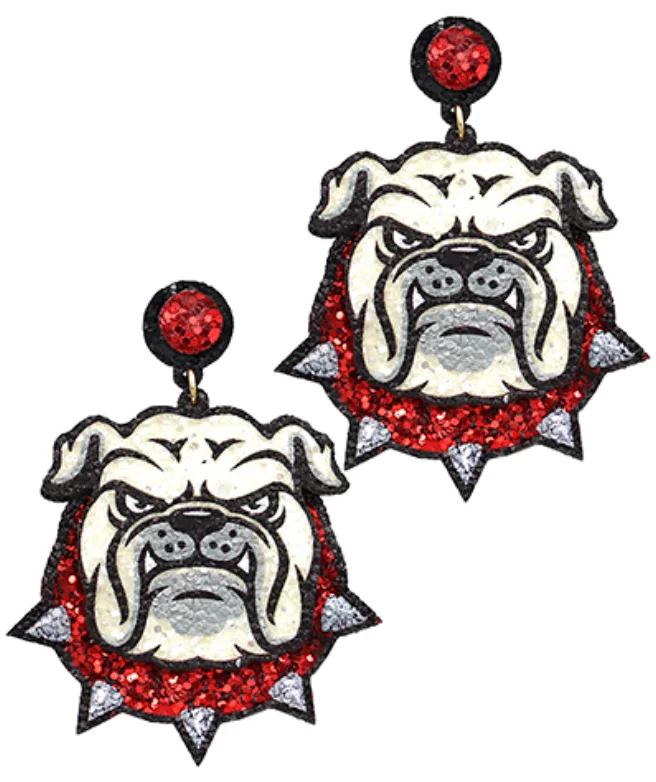 Antique Style Earrings-Gameday Football Bulldog Earrings