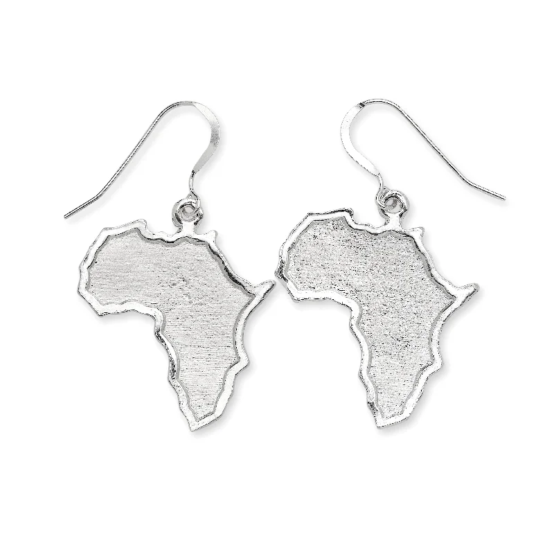 Soft Pink Earrings-Large African Map Earrings .925 Sterling Silver, 7 gr.