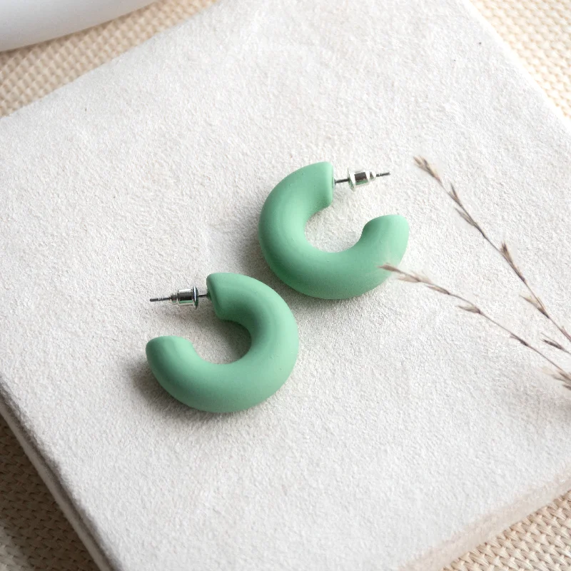 Luxury Wedding Earrings-Green Blush Hoop Earrings