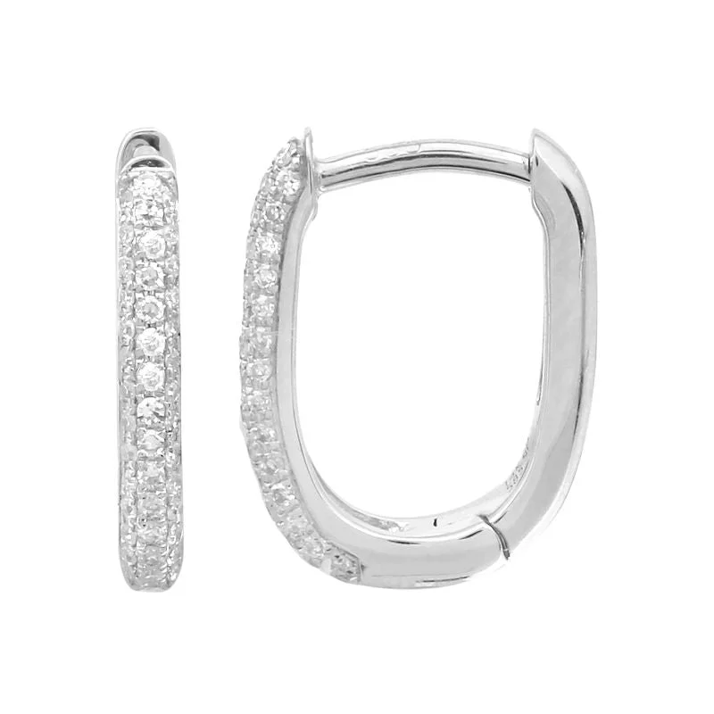 Fashionable Ear Cuffs-14k White Gold Classic Diamond Huggie Earrings