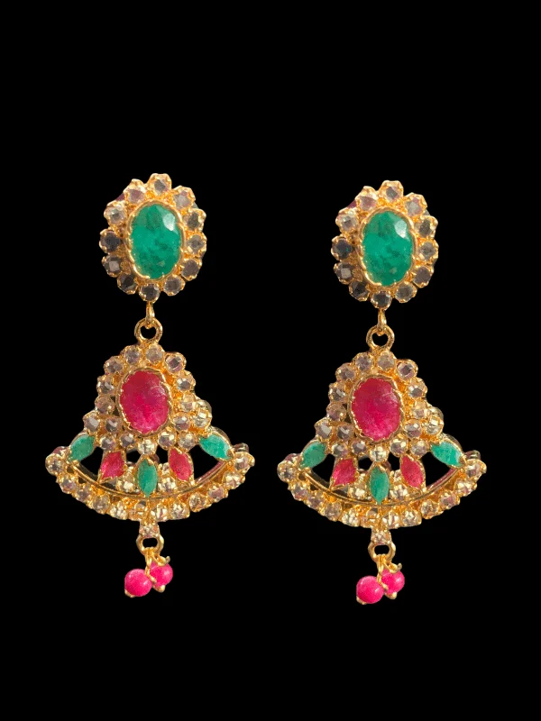 Statement Silver Earrings-DER318 Ruby emerald earrings ( READY TO SHIP )