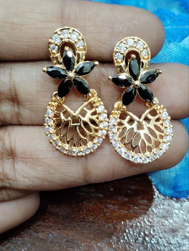 Gold and Diamond Earrings-Attractive Black Color Gold Plated Earrings For Women