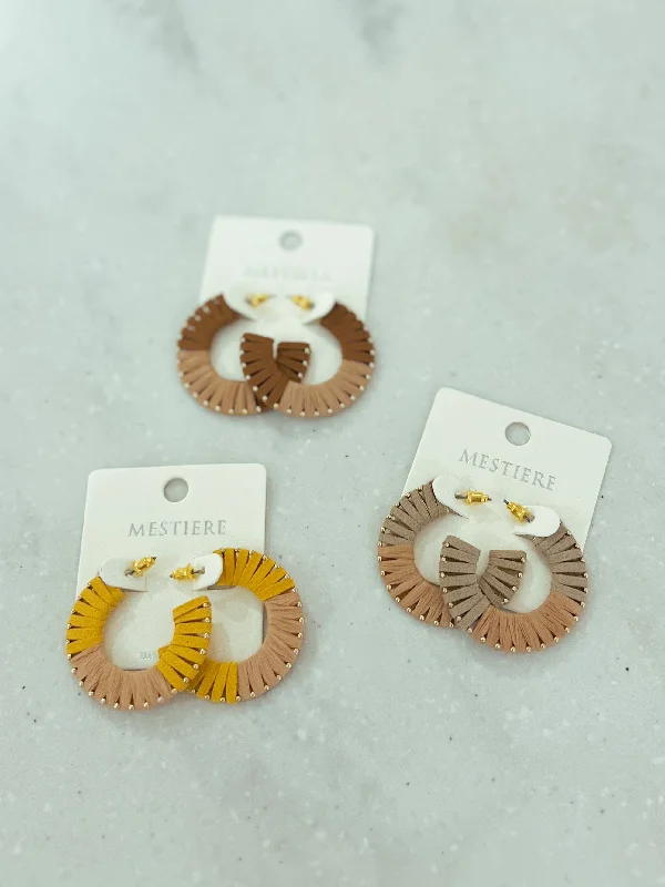 Artistic Designer Earrings-Camie Circle Raffia Earrings