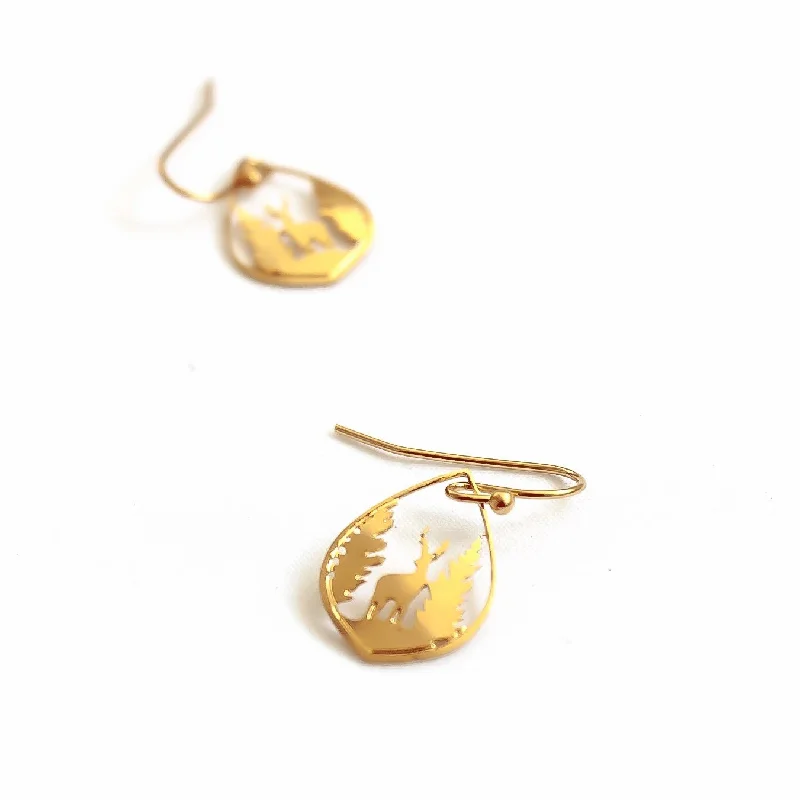 Floral Hoop Earrings-Deer Earrings