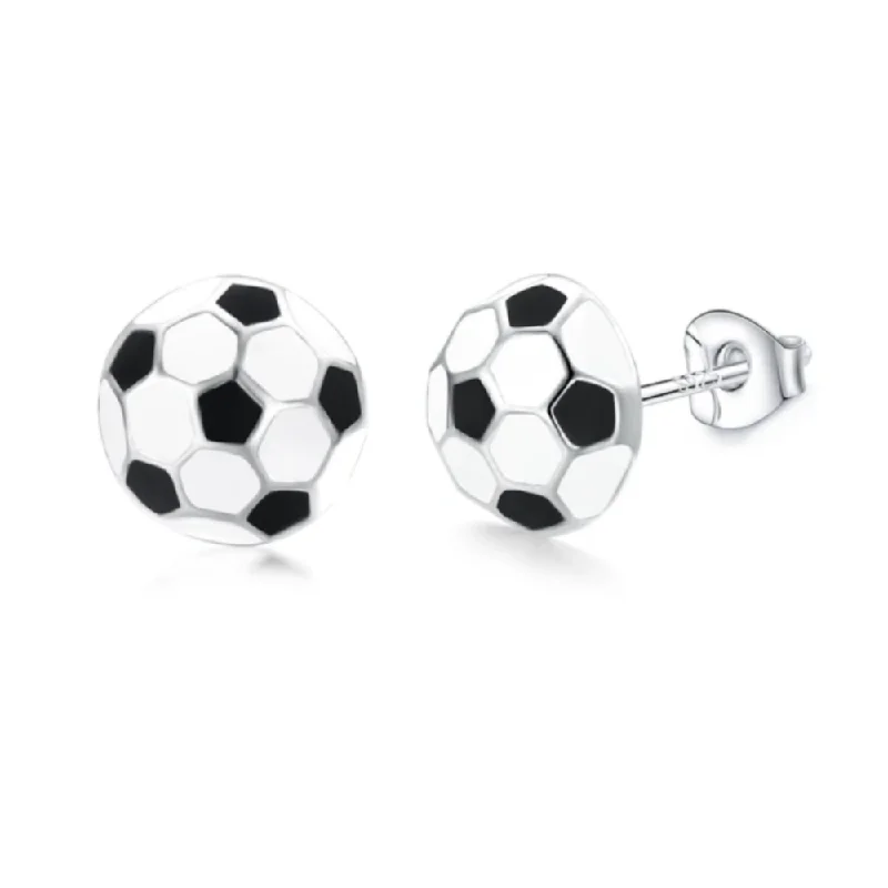 Large Diamond Earrings-Soccer Ball Stud Earrings