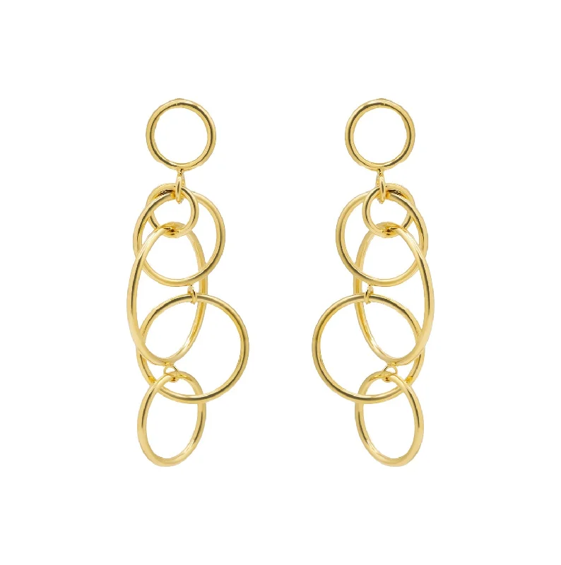 Colorful Drop Earrings-Long Interlinked Earrings Gold