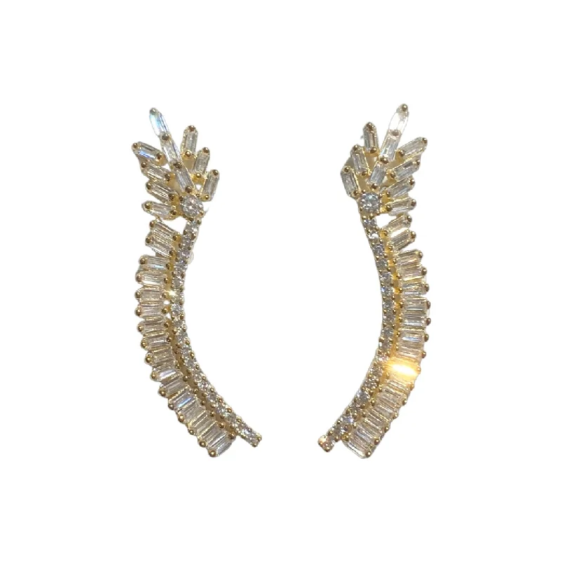 Cute Crystal Earrings-Clara Baguette Crawler