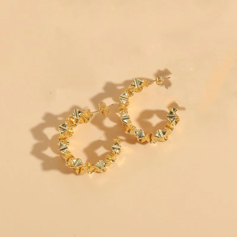 C- Shaped Irregular 14K Real Gold