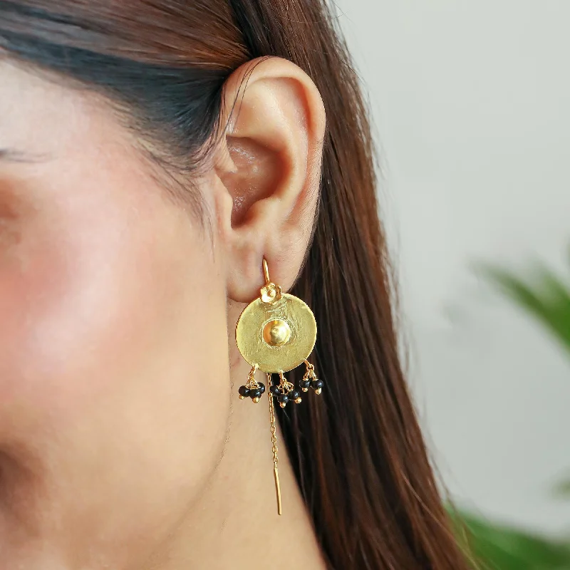 Oversized Hoop Earrings-Silver Mangalsutra Sui Dhaga Earrings