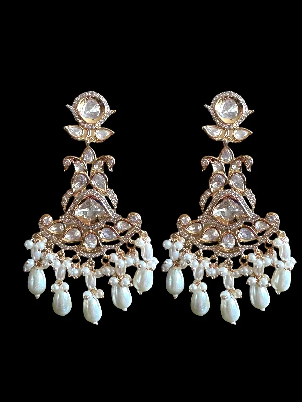 Bridal Earrings for Weddings-DER421 high quality Polki earrings ( READY TO SHIP)