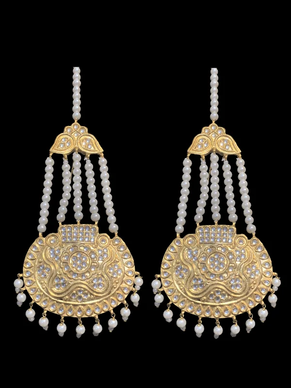 Custom Silver Earrings-DER294A Salva kundan pearl jhoomar earrings ( READY TO SHIP)