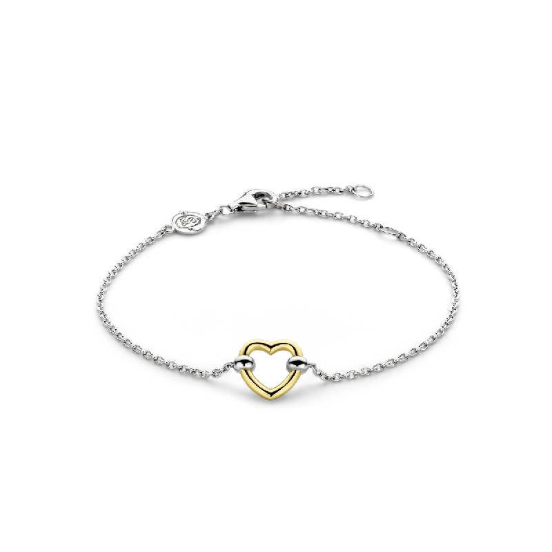 Minimalist Silver Bangle-Ti Sento 18ct Gold Vermeil Heart Bracelet