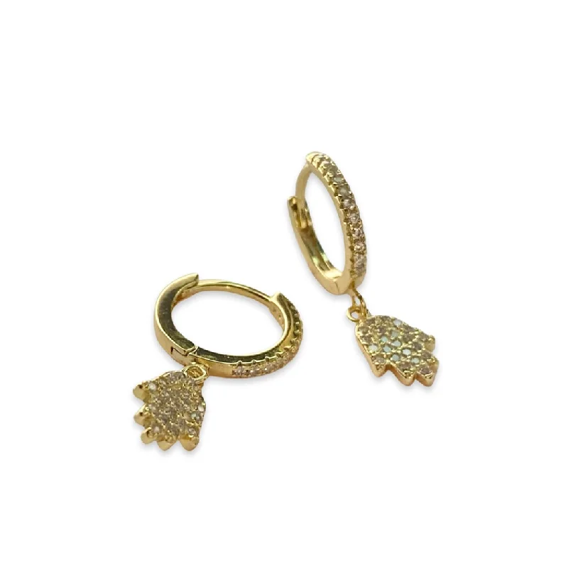 Simple Gold Earrings-Haggy Hamsa Huggies