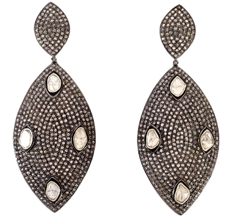 Elegant Gemstone Earrings-Diamond Shield Earrings