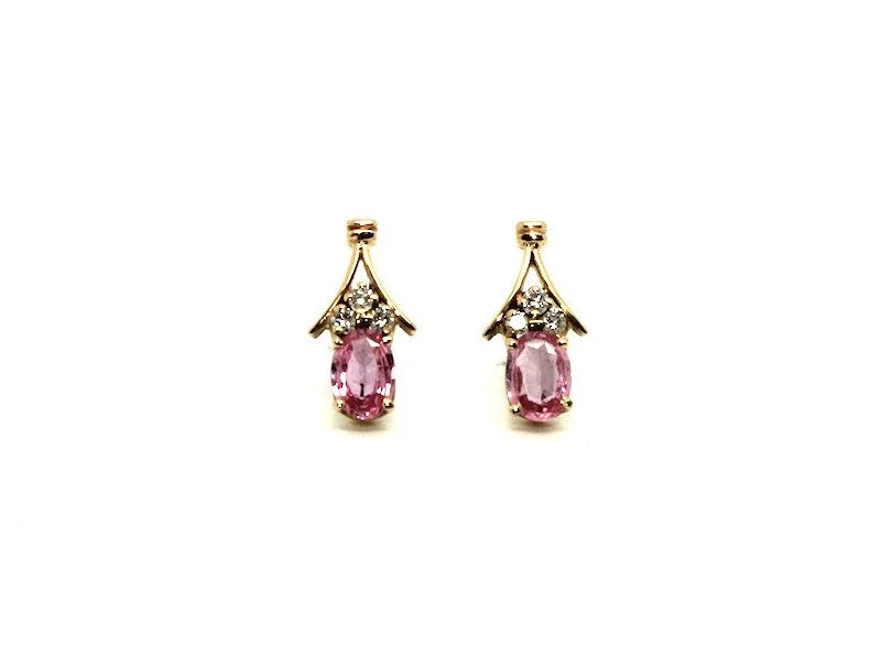 Silver Stud Earrings-Pink Sapphire And Diamond Rope Stud Ad No.0183 (5/7mm)