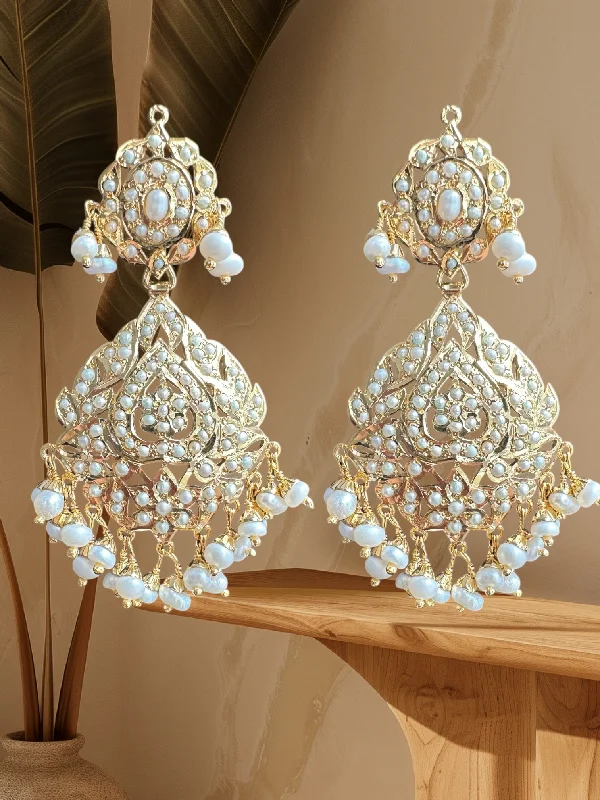 Beaded Earrings for Women-NADINE Navya gold plated earrings in silver - Fresh water pearls ( READY TO SHIP )