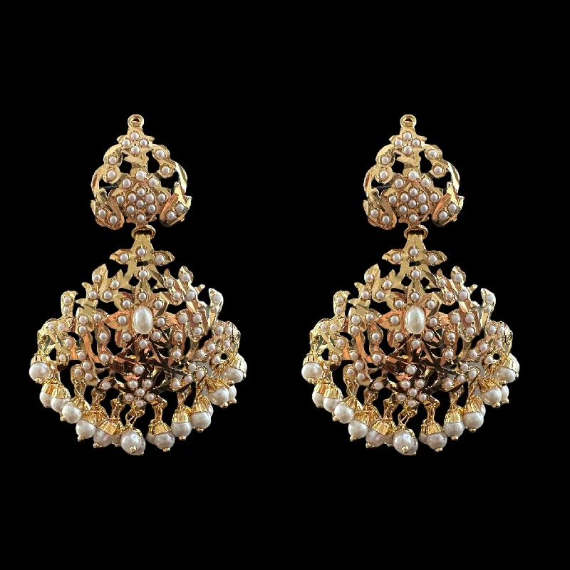 Textured Gold Earrings-DER617 jadau earrings with pearls ( READY TO SHIP )