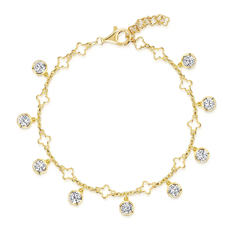 Wedding Bracelet for Bride-Jools Yellow Gold Vermeil 9-Stone Cubic Zirconia Bracelet