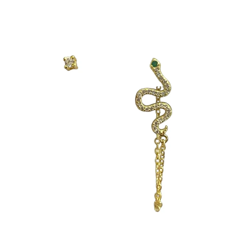 Simple Stud Earrings for Girls-Snake Chain Unbalanced Stud Set