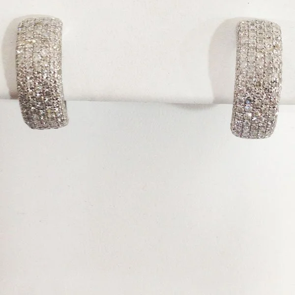 Artistic Designer Earrings-14k White Gold Diamond Earrings