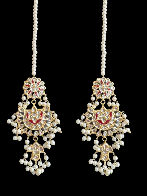 Bridesmaid Earrings-DER716  Maya dangler earrings with red and black meenakari  (READY TO SHIP )