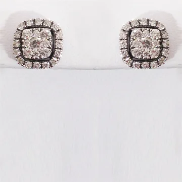 Vintage Style Earrings-14k White Gold Diamond Earrings