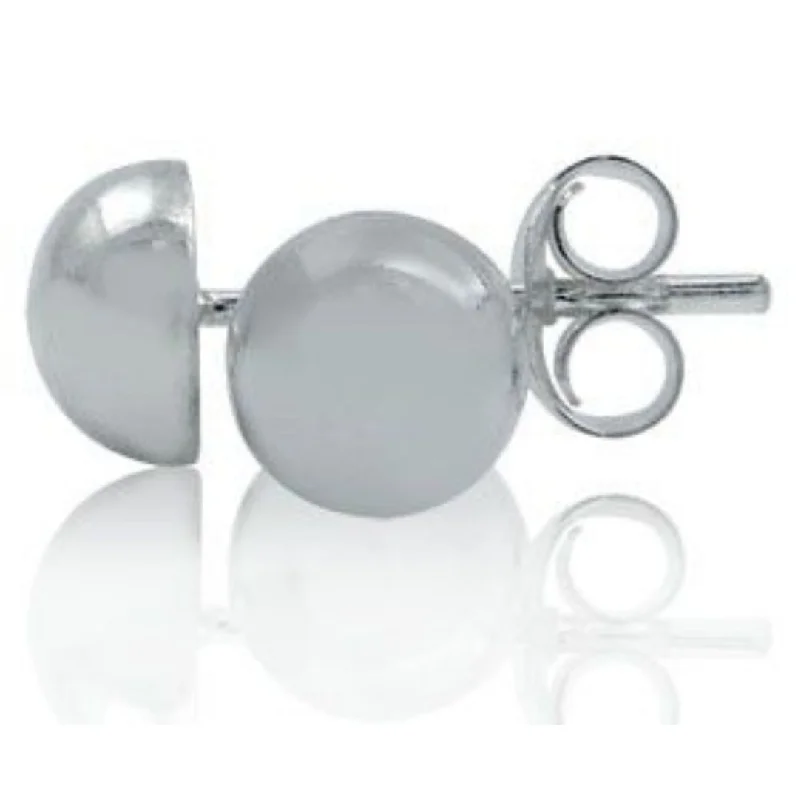 Statement Earrings for Parties-925 Sterling Silver Dome Shaped Stud Earrings - 12mm