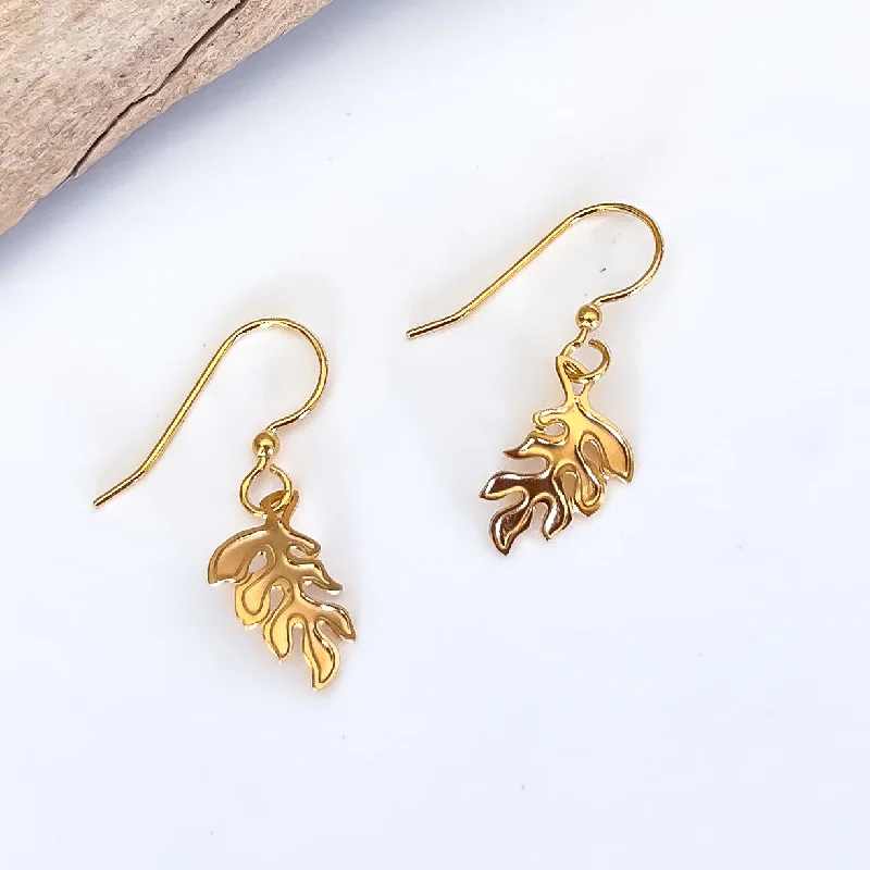 Shiny Crystal Earrings-Dainty Monstera Leaf Earrings