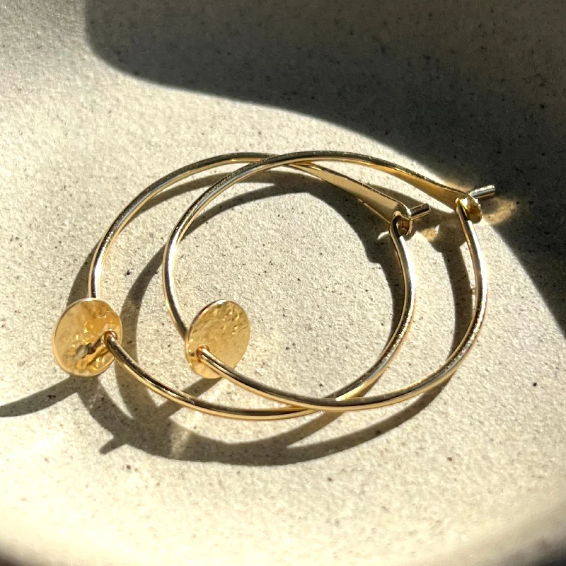 Lightweight Earrings for Summer-Gold Hoop Charm Earrings - 14kt Gold-Filled Nickel Free Hypoallergenic