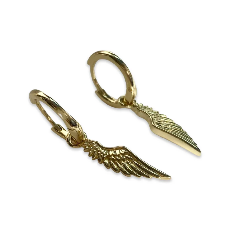 Gold Leaf Earrings-Angel Wing Huggies