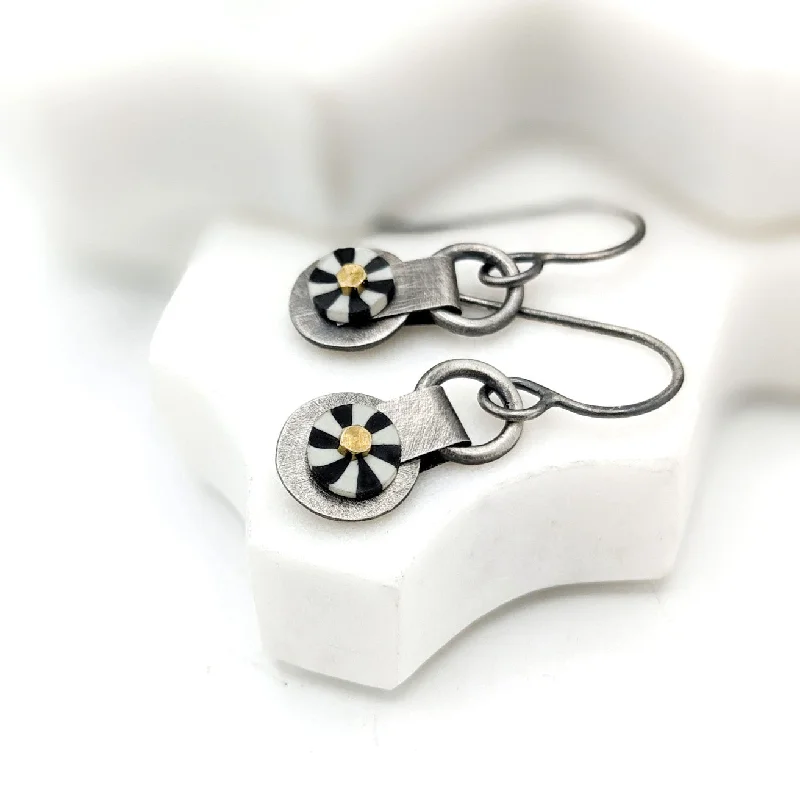 Bold Gemstone Earrings-Pinwheel Earrings in Sterling Silver and Polymer