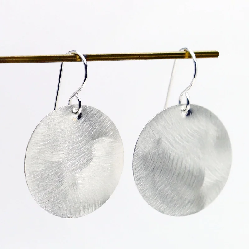 Unique Gemstone Earrings-Circle Everyday Earrings in Sterling Silver