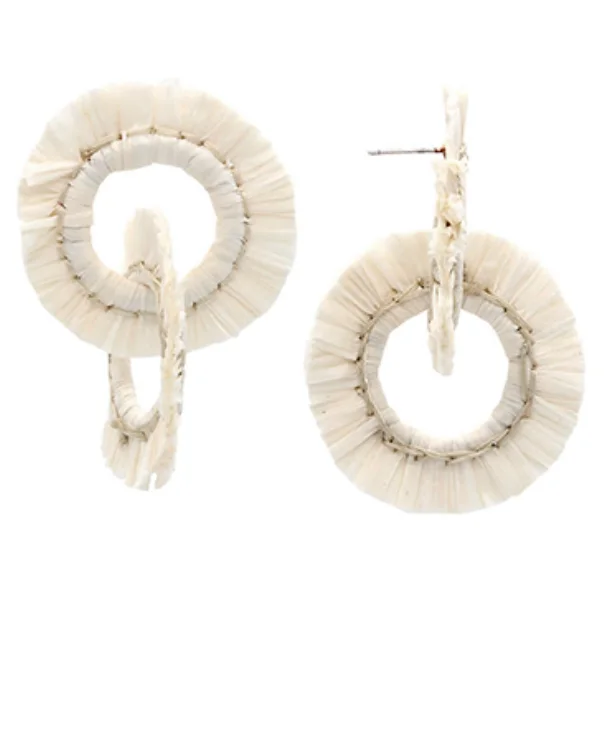 Crystal Stud Earrings-Raffia Double Ring Earrings