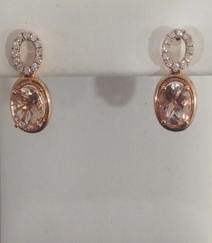 Simple Crystal Earrings-14k Rose Gold Morganite Earrings