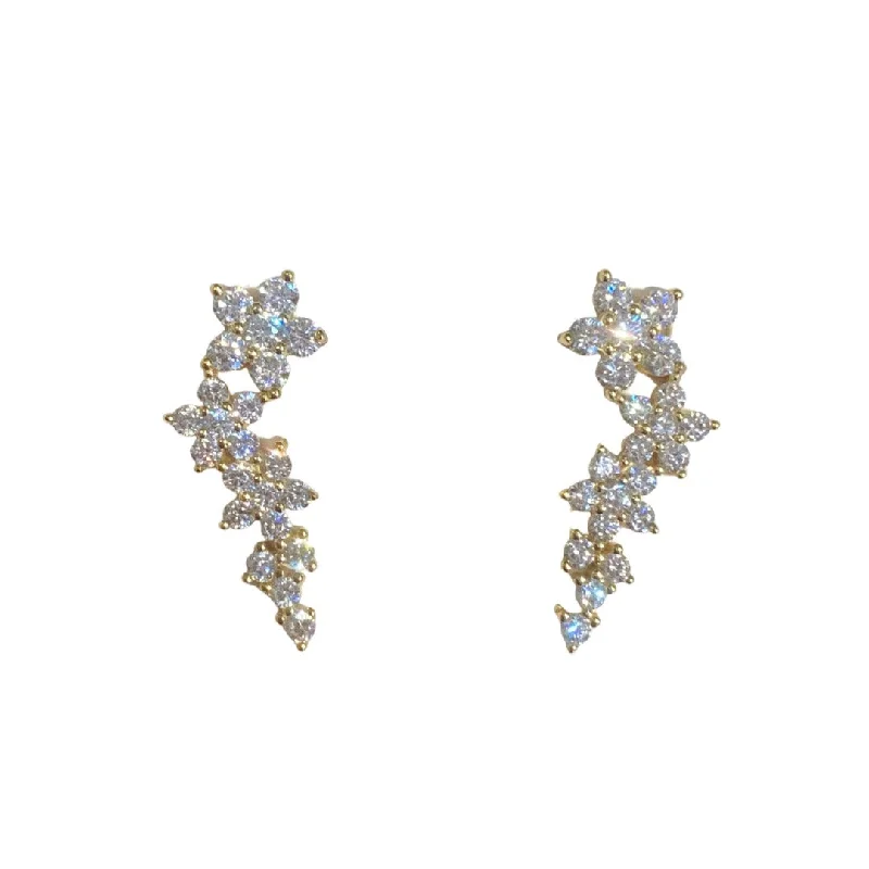 Luxury Pearl Earrings-Clara Sparkle Flower Crawler Earrings